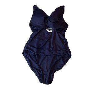La Blanca Standard Island Goddess Cross Front Keyhole Swimsuit, Size 12